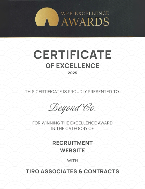 recruitment-website-2025-winner-beyond-co-web-excellence-awards-tiro-associates-and-contracts